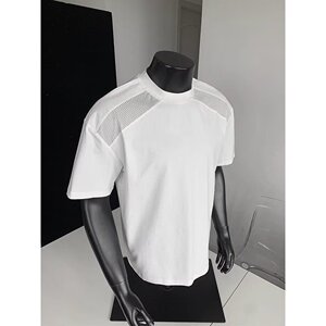[003]网眼拼接短袖T恤男女夏季宽松情侣重磅上衣A079-D921-P22图片