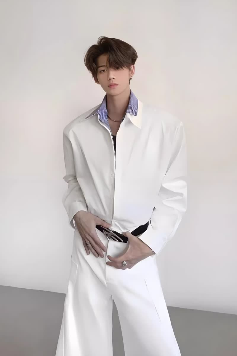 【244】新款假两件衬衫新款日系ins百搭A079-CS91-P49,男装衬衫,电商A079
