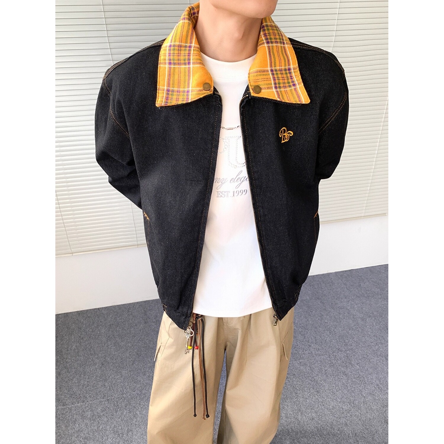 秋季美式覆古拼接牛仔外套男A079-WT01-P69,男装工装外套,电商A079