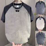 [003]男士短袖款t恤衫拼色扎染半袖体恤男T恤宽松A079-D908-P24，男装T恤，电商A079