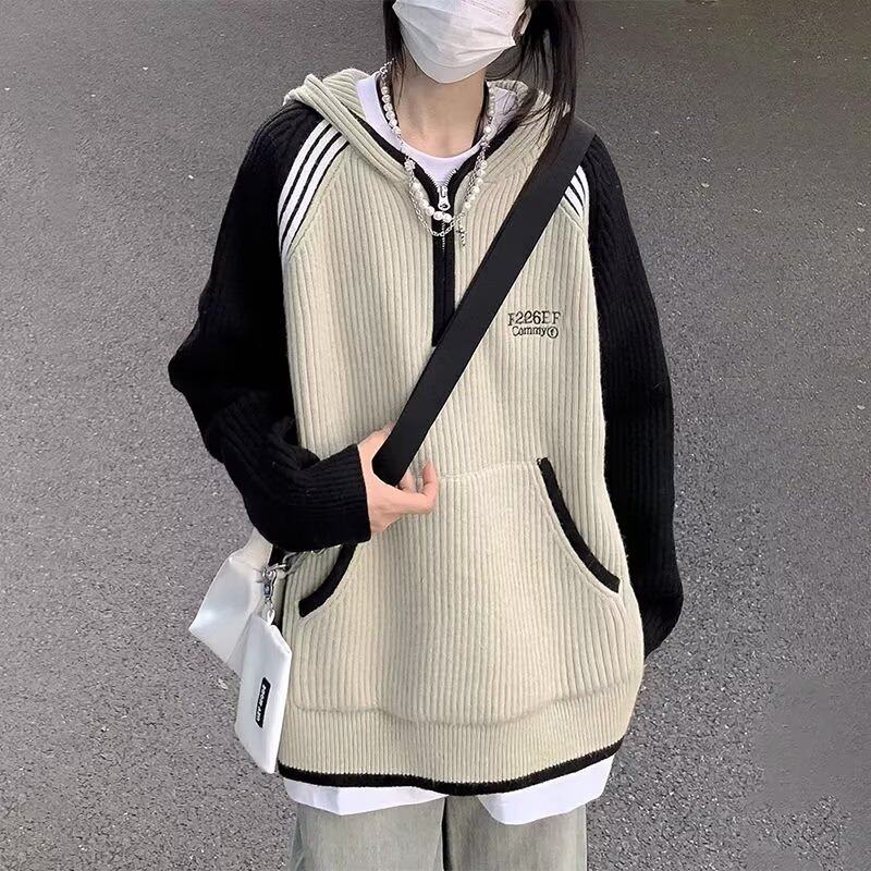 【网59】百搭宽松半开拉链针织衫卫衣外套A079-778-P52,男装针织衫/毛衣,电商A079