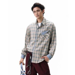【网79】25格子衫男友风男士衬衫衬衫A079-B426-P44图片