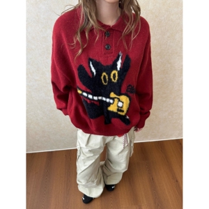 【7】毛衣polo领毛衣男女秋冬季宽松休闲针织衫A079-9568-P57图片