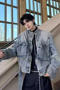 【网136】多口袋工装牛仔外套男春秋款A079-CY99-P77图片