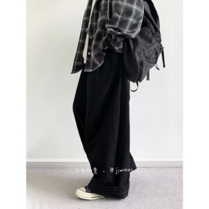【21】2025黑色高腰拖地西装裤休闲长裤直筒宽松A079-152-P52图片