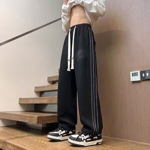【235】款潮牌三条杠直筒长裤运动学生休闲裤A079-K169加绒-P39,牡丹江律师穿搭学生党图片