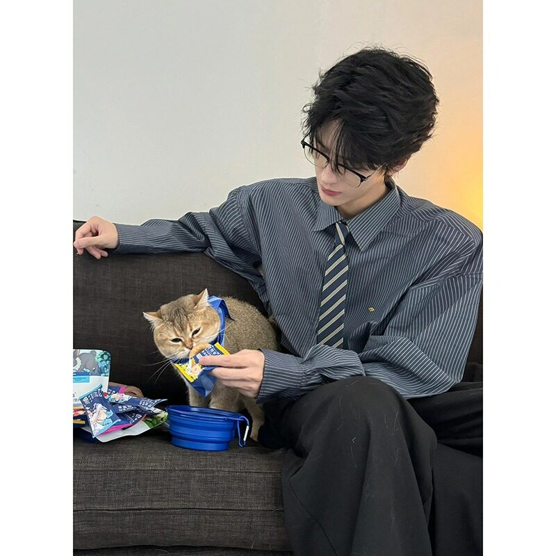 【26】细条纹衬衫刺绣学院长袖防晒休闲衬衣A079-CS2260-P41,男装防晒衣,电商A079