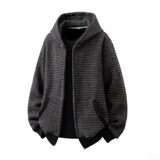 【网42】兔毛绒兔耳朵条纹开衫外套2025秋新款宽松A079-W308-P82，女装短外套，电商A079