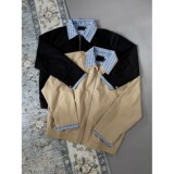 【网77】拼接翻领格纹假两件哈灵顿夹克外套男女A079-TK56-P51，男装夹克，电商A079