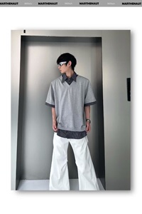 [012]休闲格子假两件polo衫短袖男宽松半袖T恤A079-D918-P35图片