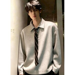 [012]领带翻领卫衣男款正肩内搭打底polo衫A079-HY12-P42图片