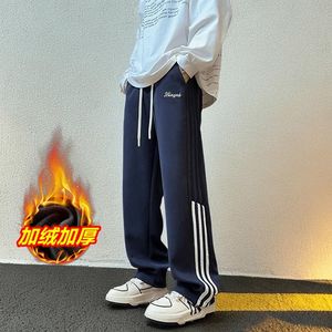 【网160】25大码卫裤男加绒加厚撞色条纹运动裤A079-K02-P47-49图片