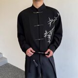 [006]绣花风衬衫男长袖休闲垂感痞帅衬衣发型师A079-CS909-P48，男装衬衫，电商A079