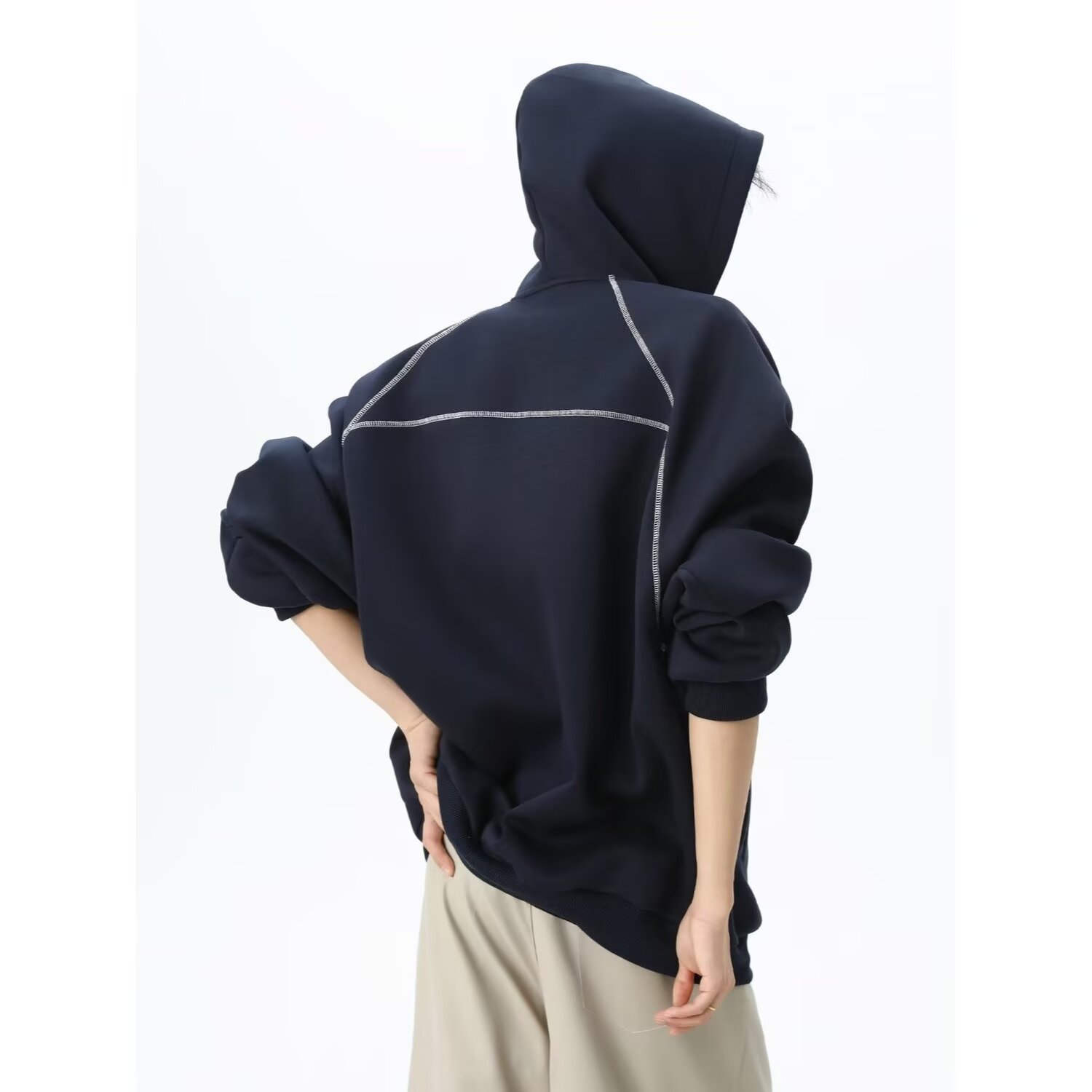 【197】5开衫连帽卫衣男秋高街百搭宽松拼接帽衫A079-W501-P47,男装卫衣,电商A079