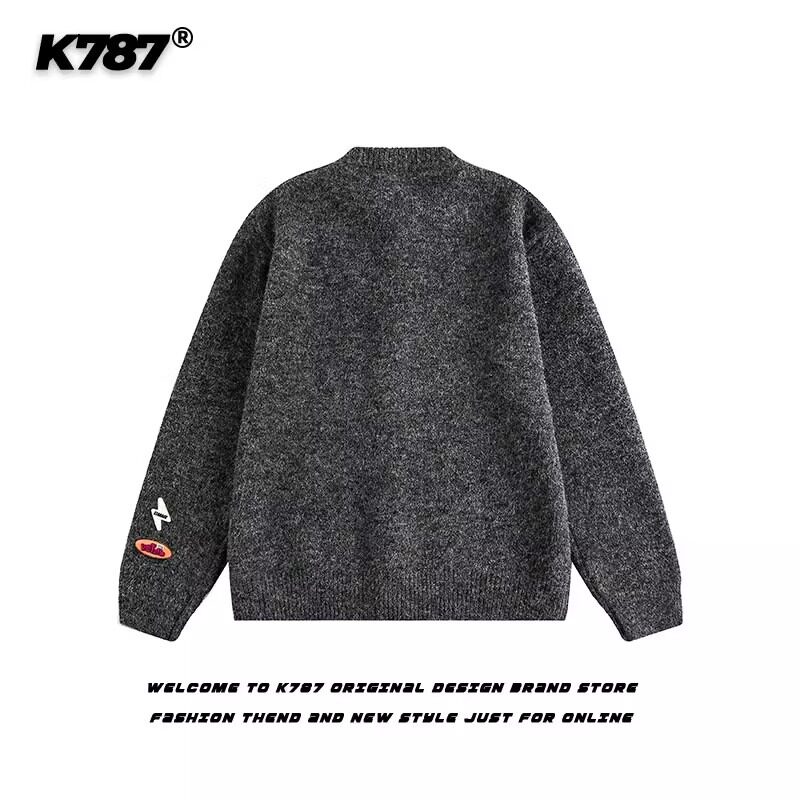 【网13】卡通刺绣针织开衫毛衣男女款宽松A079-M5113-P57,男装针织衫/毛衣,电商A079