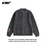 【网13】卡通刺绣针织开衫毛衣男女款宽松A079-M5113-P57，男装针织衫/毛衣，电商A079