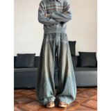 【网113】牛仔裤男秋冬做旧潮流直筒裤A079-8009-P54，男装牛仔裤，电商A079