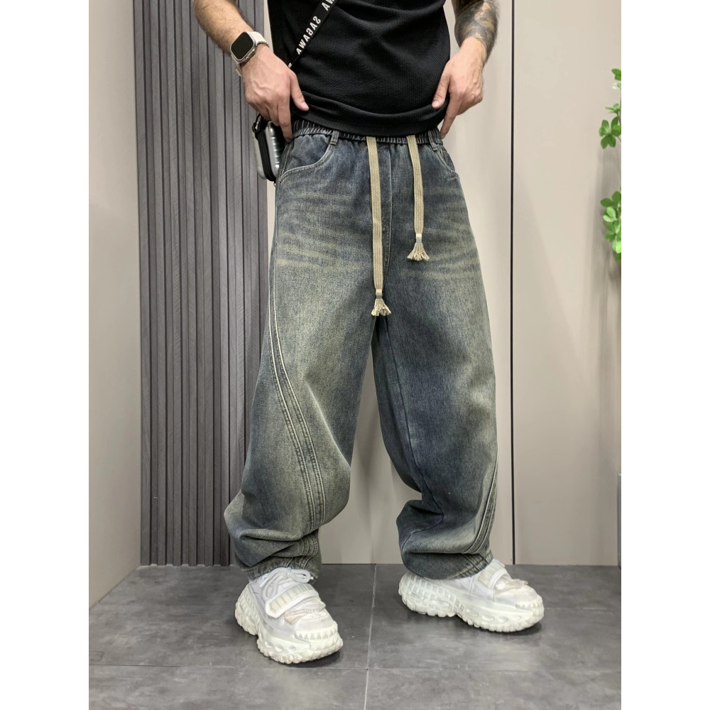 【212】5水洗破洞牛仔裤男宽松直筒休闲长裤潮流A079-N645-P55,男装牛仔裤,电商A079