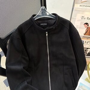 【网40】简约纯色重磅飞行员夹克男秋冬A079-JK32-P71,褪色裤穿搭图片