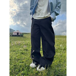 【001】日系条纹弯刀西裤简约百搭A079-K8021-P49图片