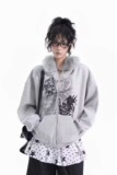 【网136】25加厚毛领连帽卫衣开衫外套情侣款秋冬潮A079-W51-P53，女装短外套，电商A079