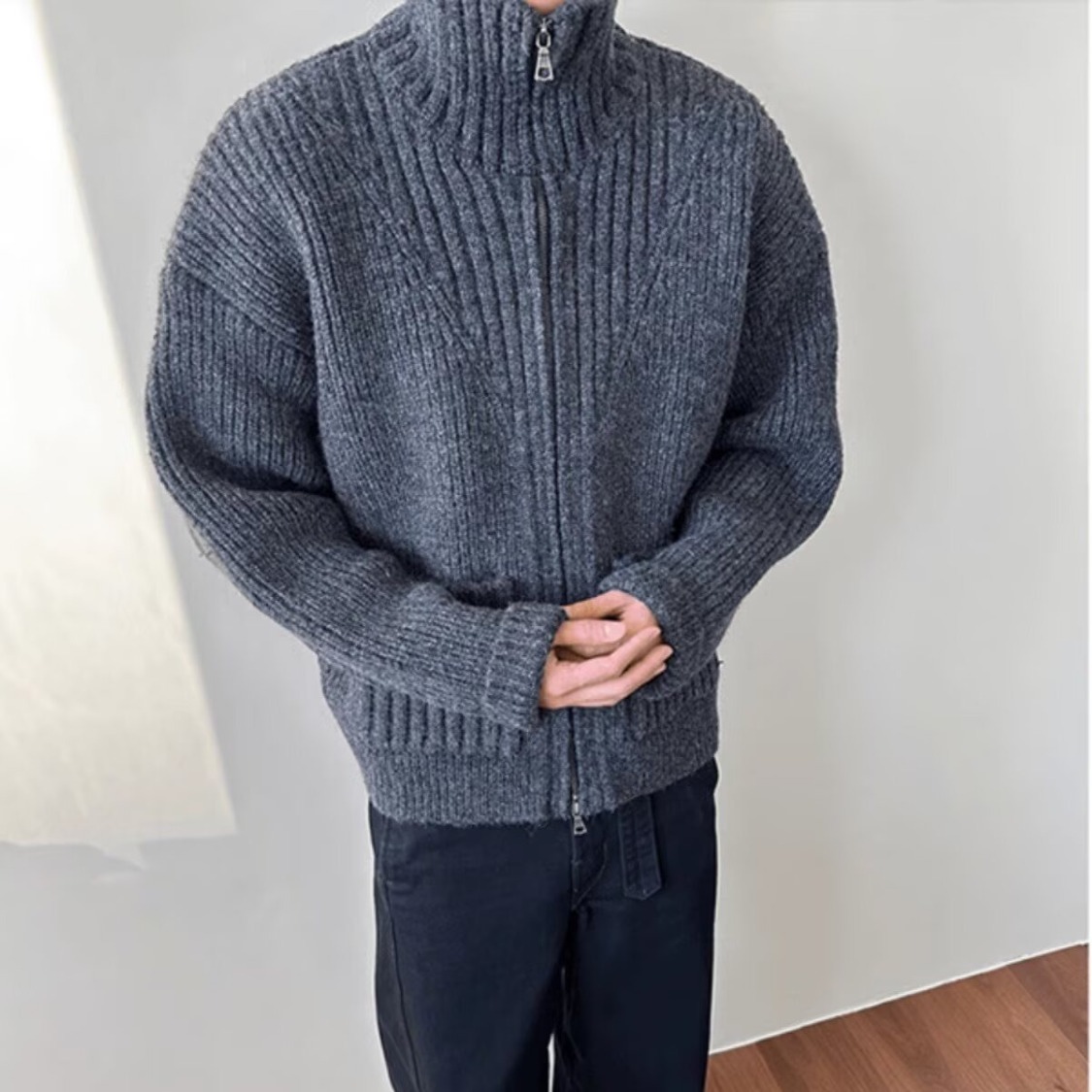 【97】5毛织混纺毛衣拉链立领开衫A079-M350-P78，男装针织衫/毛衣，电商A079