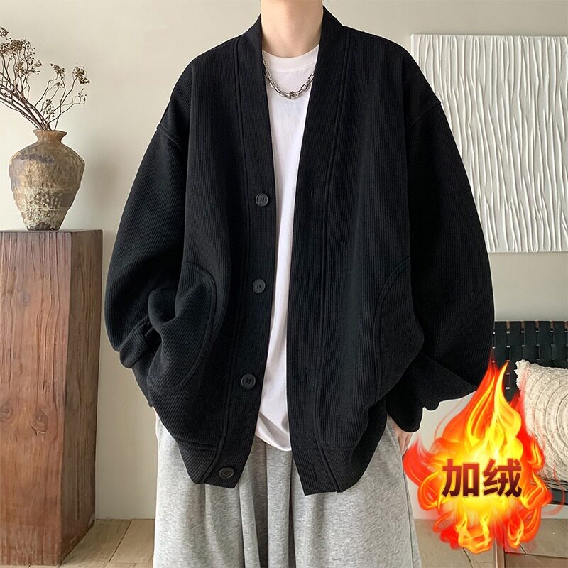 【网97】25V领开衫卫衣男秋冬休闲加绒百搭外套A079-JK50=P39-45,女装短外套,电商A079
