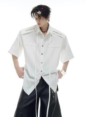 【006】短袖T恤男工装衬衣外套夏季撞色A079- C22658-P43