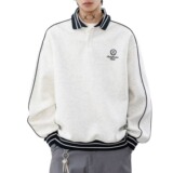 [012]刺绣翻领套头卫衣男拼接插肩袖POLO衫外套A079-Y287-P45，男装Polo衫，电商A079