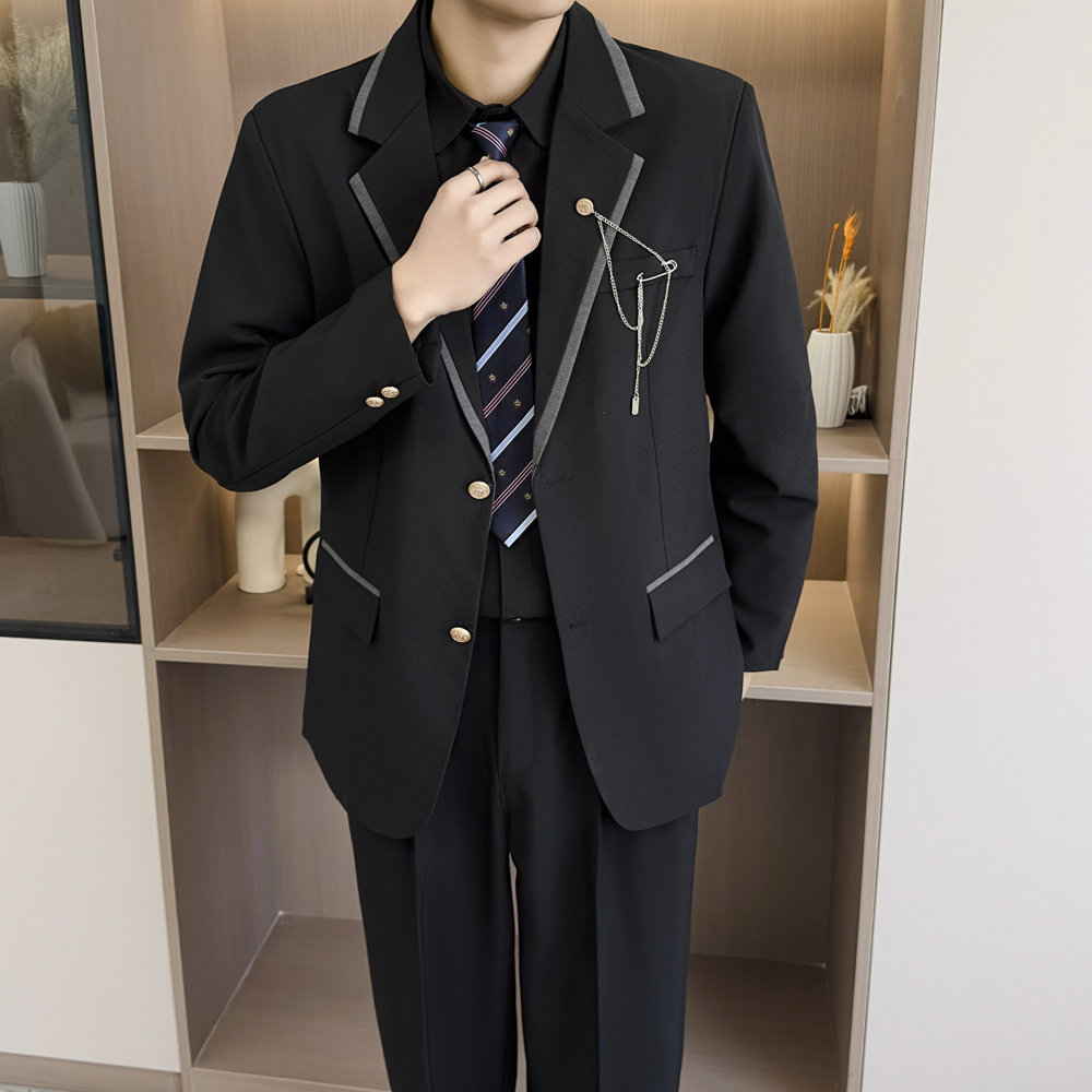 [007]制服西装男学院风徽章高校毕业照班服jk西服A079-JK40-P57,男装西服套装,电商A079