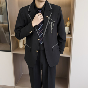 [007]制服西装男学院风徽章高校毕业照班服jk西服A079-JK40-P57图片