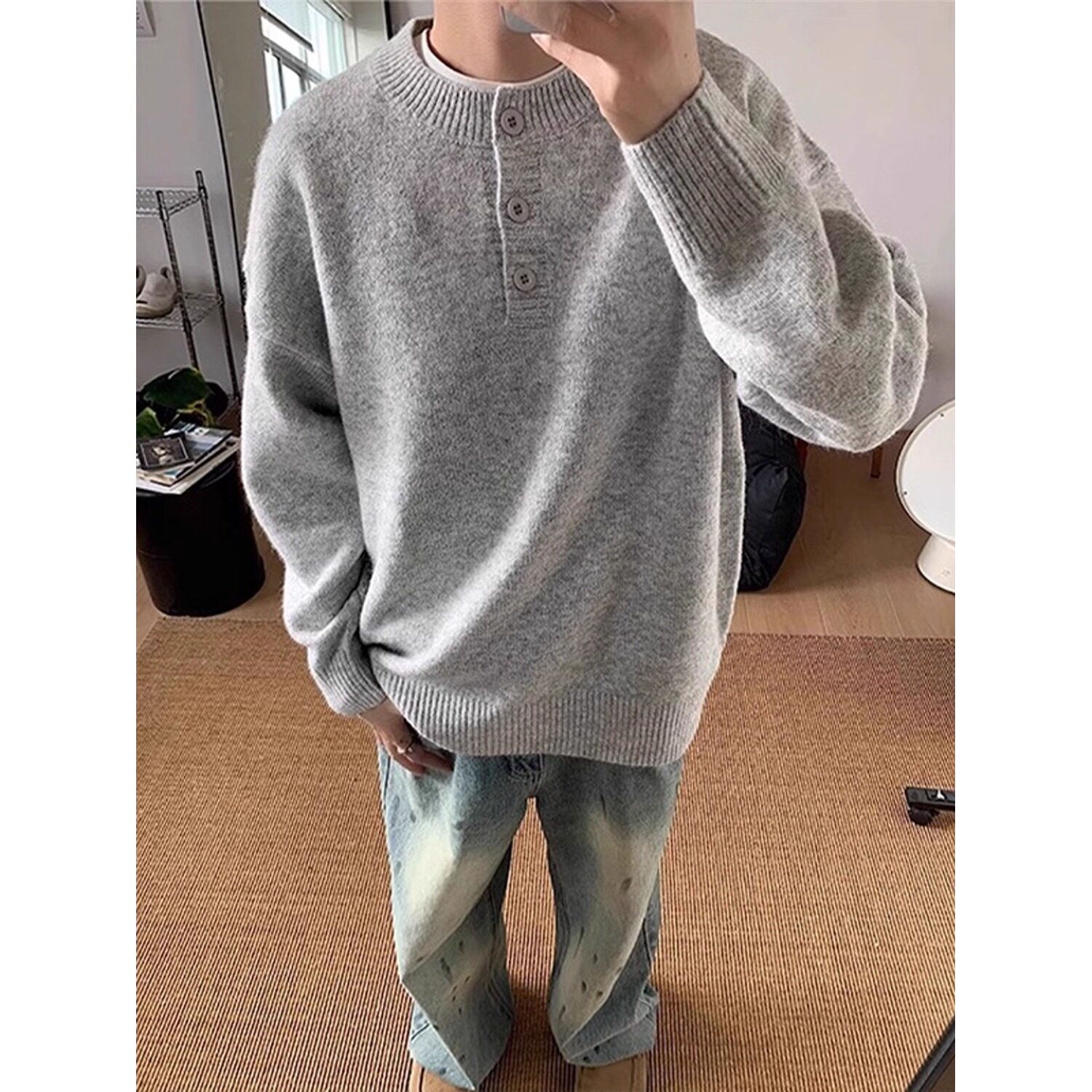 【52】毛衣男款冬季高级感慵懒风打底针织衫外套A079-D66-P47,男装T恤,电商A079