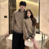 【网52】假两件色翻领针织衫内搭羊毛衫毛衣A079-M279-P63，男装针织衫/毛衣，电商A079