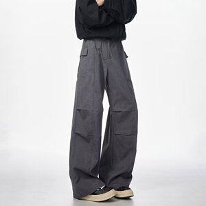 [008]褶皱工装牛仔裤男直筒宽松水洗休闲长裤A079-K85-P54图片