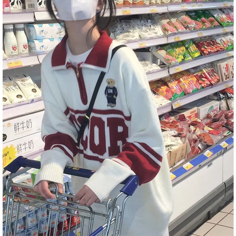 【网59】2针织衫毛衣女翻领宽松秋季休闲外套A079-583-P39,男装针织衫/毛衣,电商A079