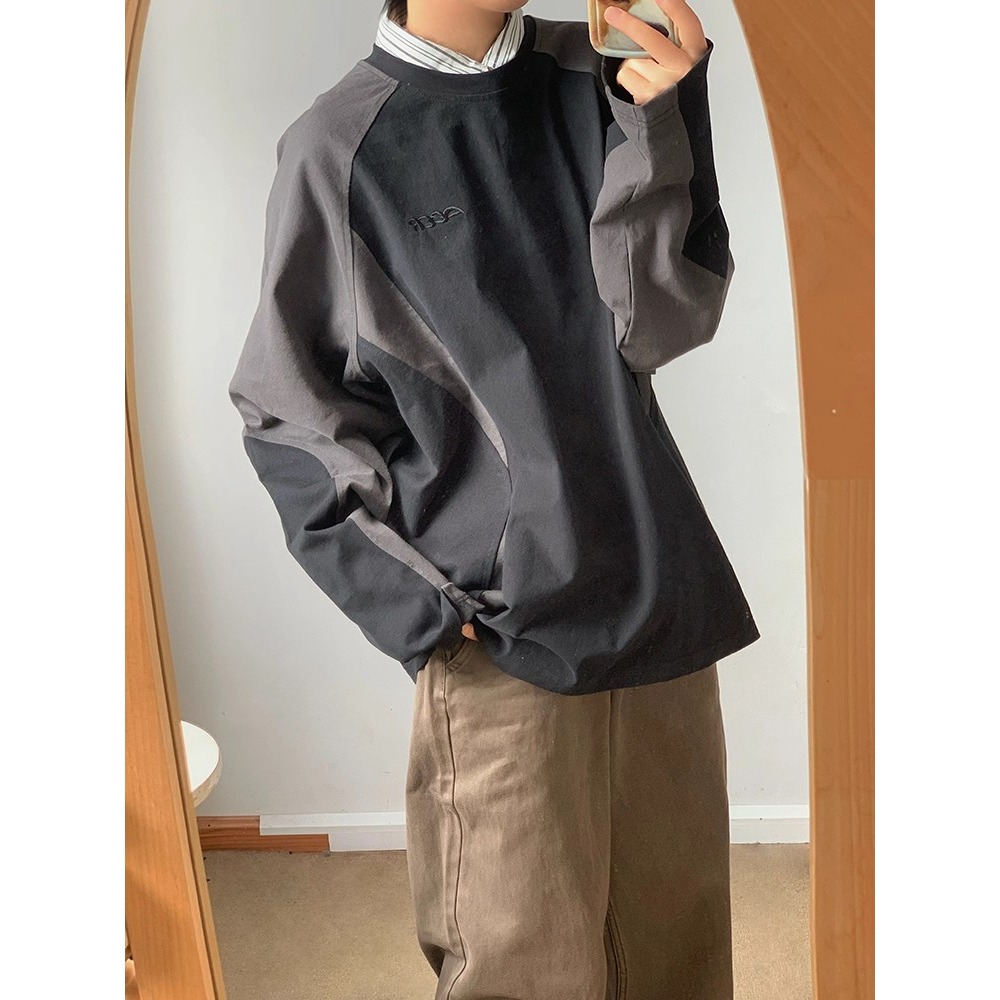 【网58】 25撞色拼接圆领卫衣男女春秋宽松插肩袖A079-T505-P41