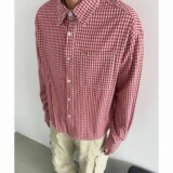 [006]翻领格子衬衫男女长袖宽松拼接衬衣外套A079-CS387-P31，男装衬衫，电商A079