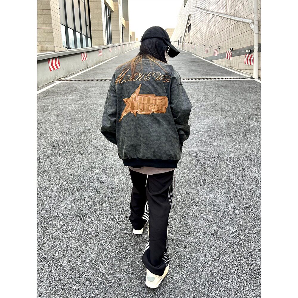 【网77】字母刺绣棒球服夹克男嘻哈众高街外套A079-G90-P49,男装夹克,电商A079