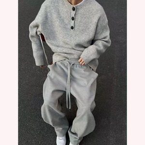 灰色美式复古亨利领毛衣男款冬季A079-M5010-P49图片