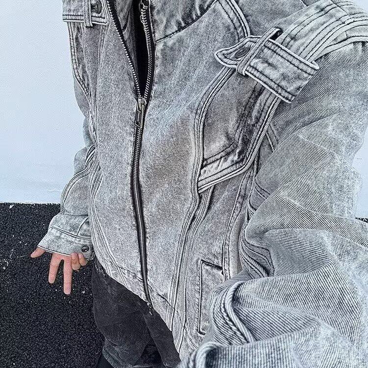 【240】短款牛仔夹克男女新款做旧立领做旧上衣A079-JK321-P69,男装夹克,电商A079