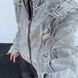 【240】短款牛仔夹克男女新款做旧立领做旧上衣A079-JK321-P69，男装夹克，电商A079