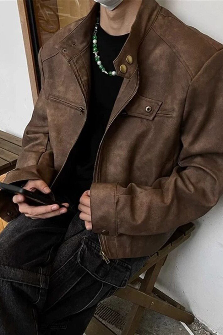 【网28】机车服夹克短款立领棒球服A079-762-69,男装夹克,电商A079