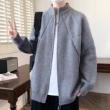 【219】针织开衫外套男秋冬季宽松立领情侣款毛衣A079--M03-P54，男装针织衫/毛衣，电商A079