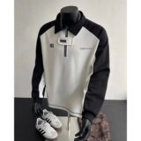 【网12】拼色长袖Polo衫男刺绣字母A079-W6760-P40-46，男装Polo衫，电商A079