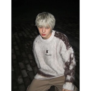 【网28】毛衣男秋冬潮牌拼色打底衫针织外套A079-M13-P51图片