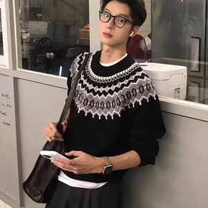 【网39】20圆领针织衫男女宽松情侣休闲打底毛衣A079-M31-P48图片
