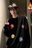 【001】卫衣男士新款宽松圆领休闲运动上衣A079-W046加绒-PP38，男装卫衣，电商A079