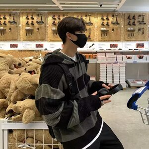 【2】针织衫卫衣男连帽针织衫连帽宽松毛衣外套男A079- M52-P52图片