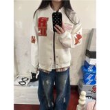 棉衣时尚慵懒潮流气质刺绣拼皮棒球服A079-WT104-P65，男装棉衣，电商A079