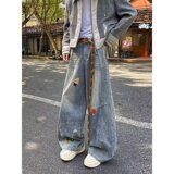 【网54】牛仔裤男2025秋季情侣款宽松直筒休闲裤A079-B257-P53，男装牛仔裤，电商A079
